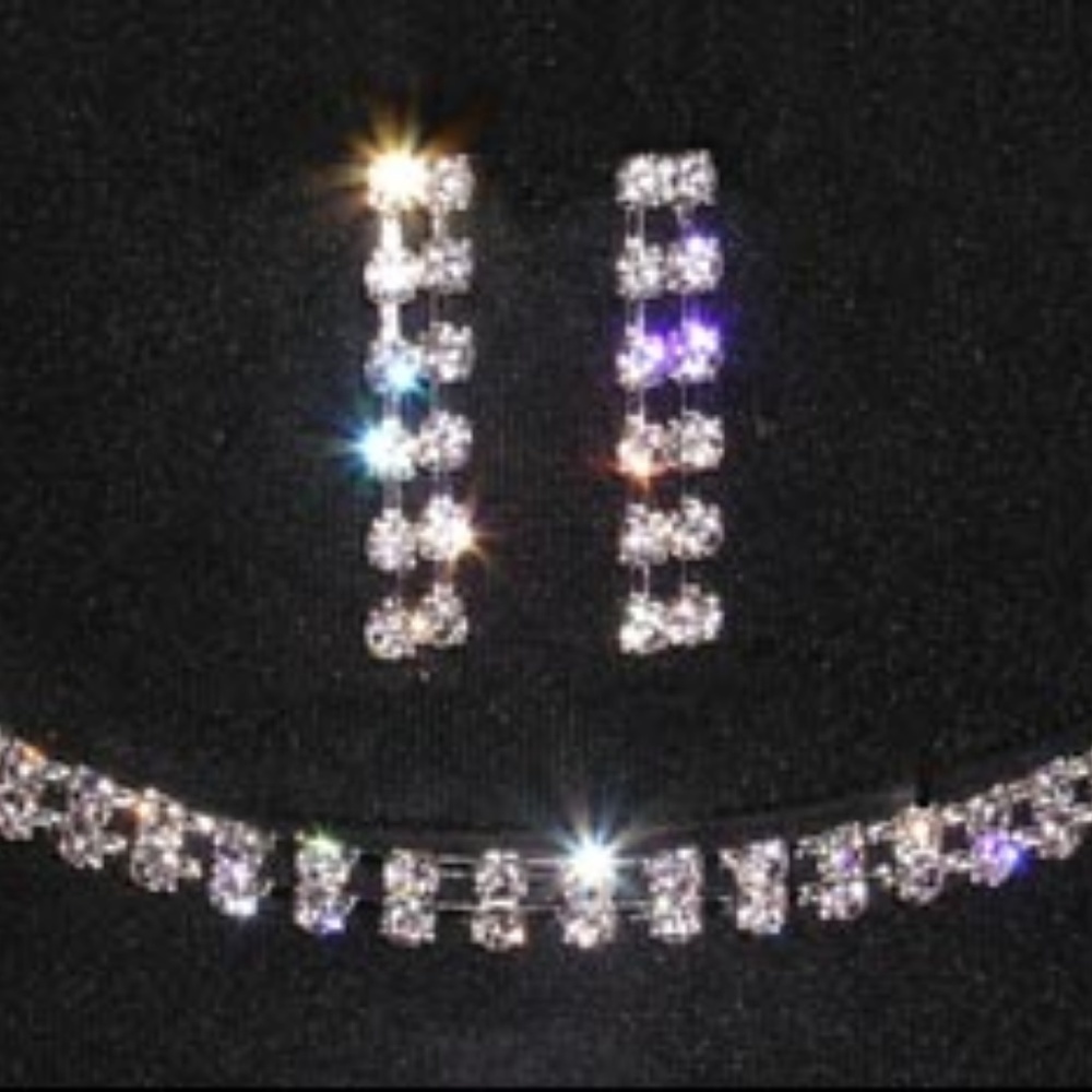 𝅺choker Rhinestone Necklace and Earring set